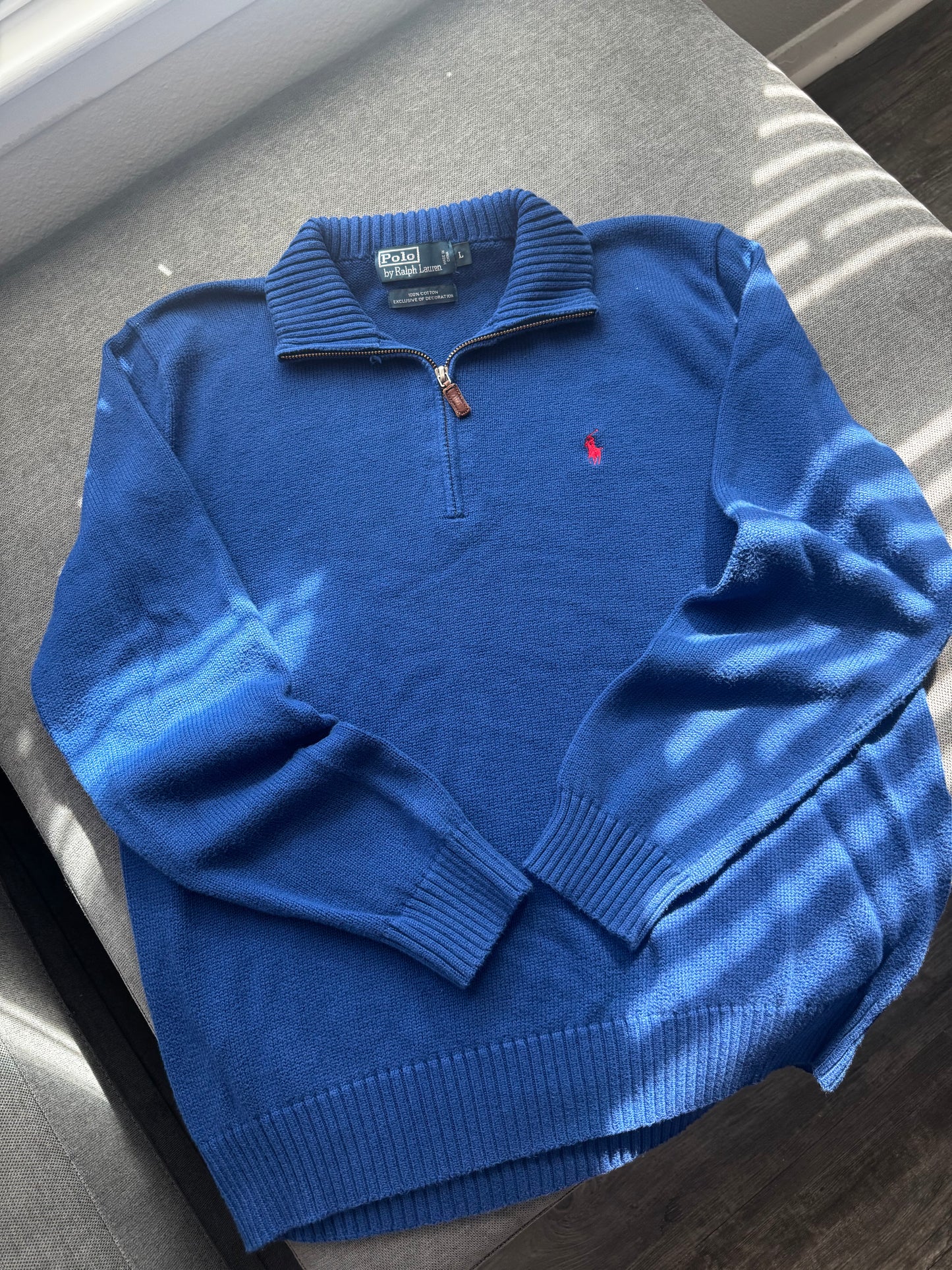 Vintage Blue Polo Ralph Lauren Quarter Zip (L)