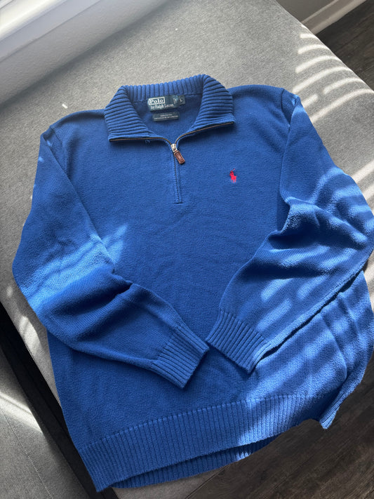 Vintage Blue Polo Ralph Lauren Quarter Zip (L)