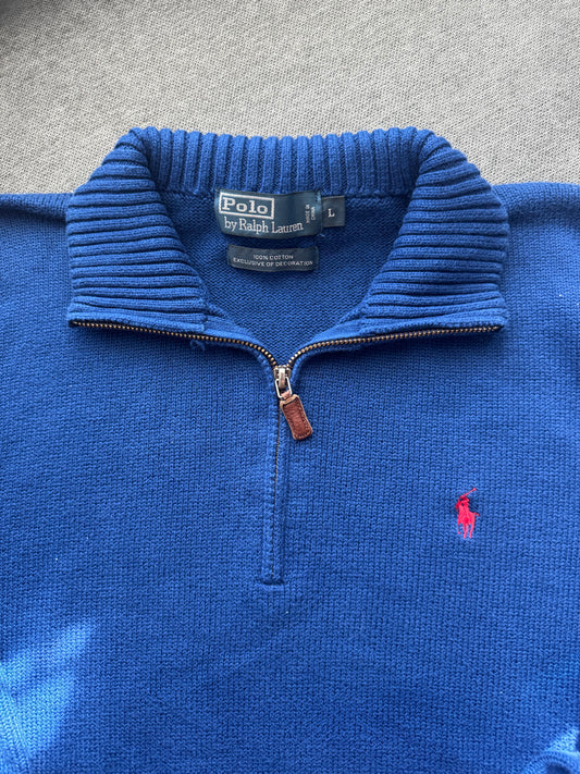 Vintage Blue Polo Ralph Lauren Quarter Zip (L)