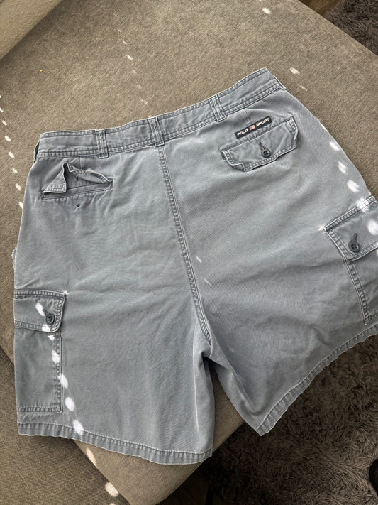 Vintage Washed Navy Blue Polo Ralph Lauren Cargo Shorts (36)